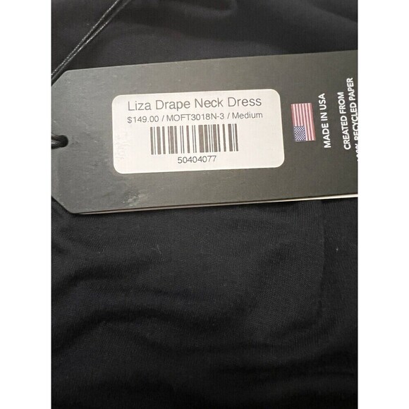 Lamade Liza‎ Draped Neck Black Lined Dress Medium USA Made 100% Recycled Paper - Picture 7 of 7